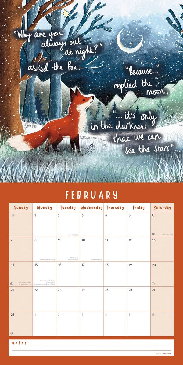 Fox under the Moon 2027 Wall Calender