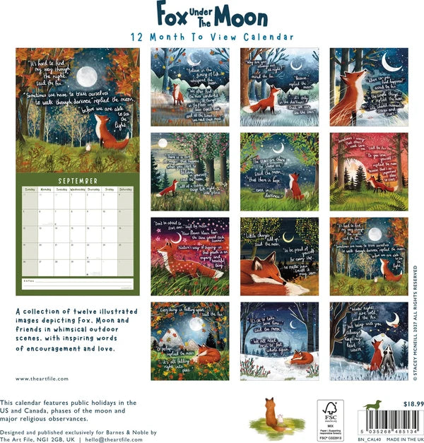 Fox under the Moon 2027 Wall Calender