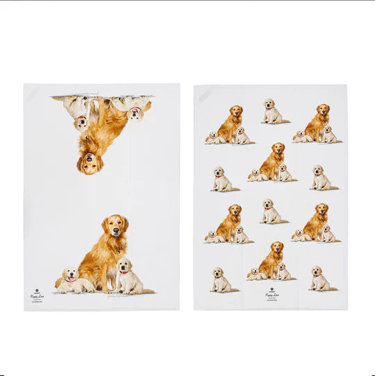 Puppy Love Golden Retriever 2pack Tea Towels