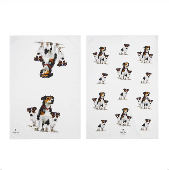 Puppy Love Jack Russell 2pack Tea Towels