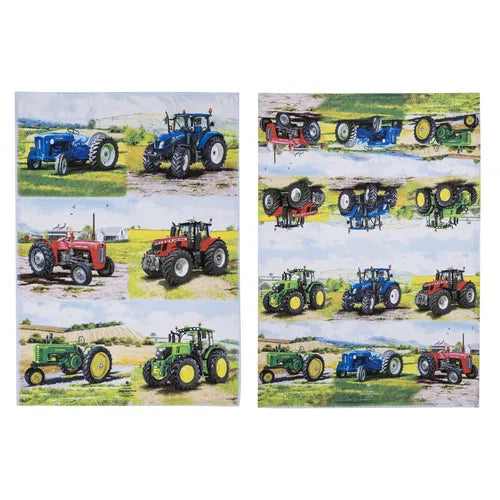 Tractors Then/Now 2pack Tea Towels