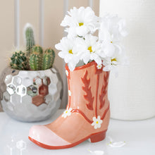 Load image into Gallery viewer, Pink Cowboy Boot Flower Vase