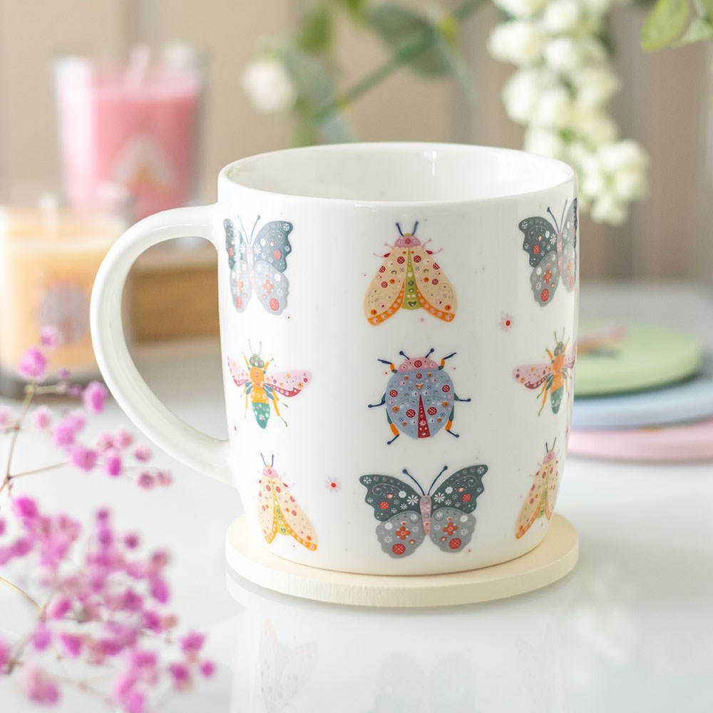 Floral Bug Print Coffee Mug