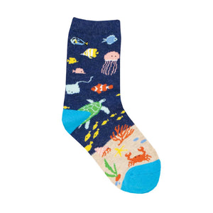 K Under the Sea 2-4Yrs Navy Socks