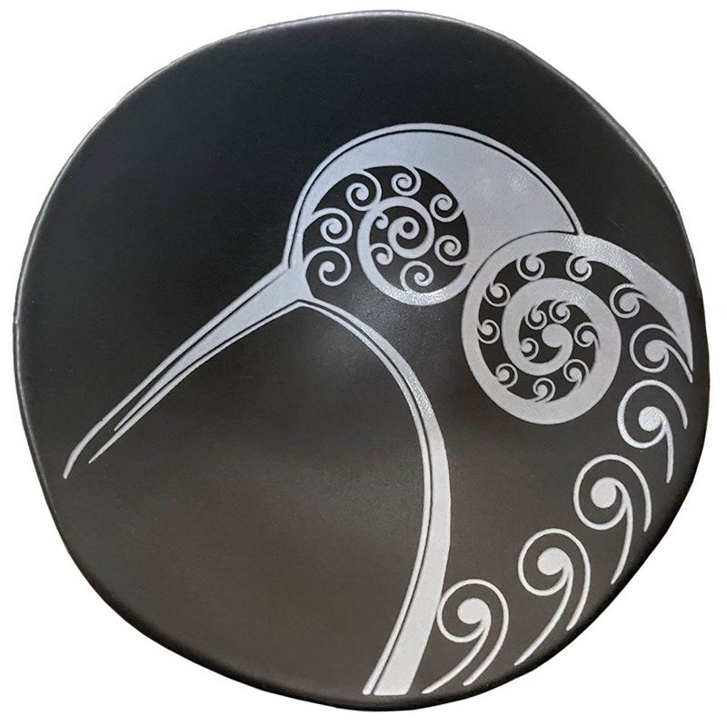 Gc Kiwi White on Black 7cm Porcelain Bowl
