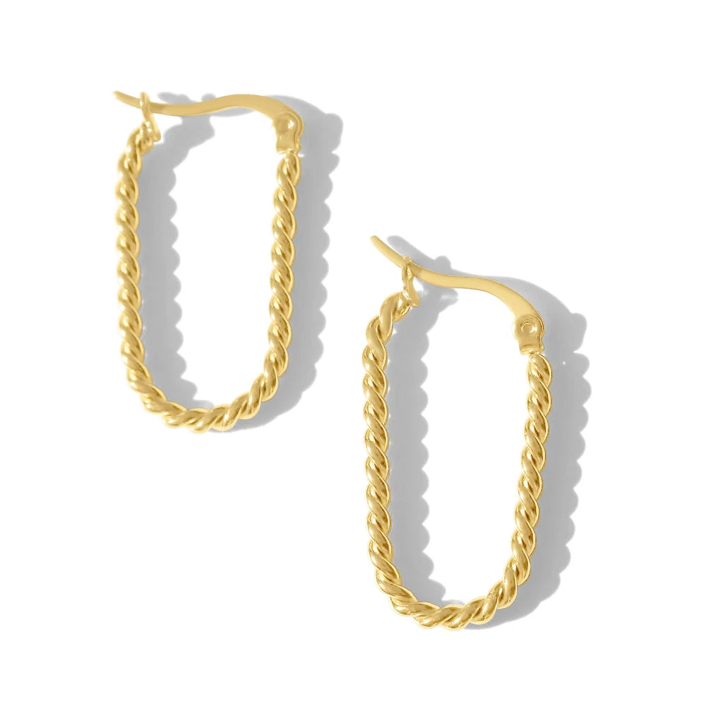 Steel Me Yellow Gold Twisted Sister Hoop Earring