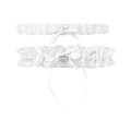 White Satin & Diamante Double Garter Set 561w