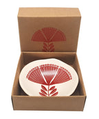 Red Pohutukawa Lace on White 7cm Porcelain Bowl