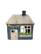 Blue Tealight House with Flags 037