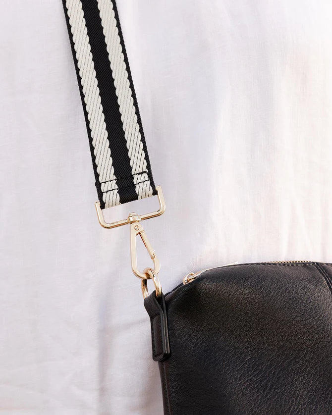 Stripe Webbing Guitar Strap Black