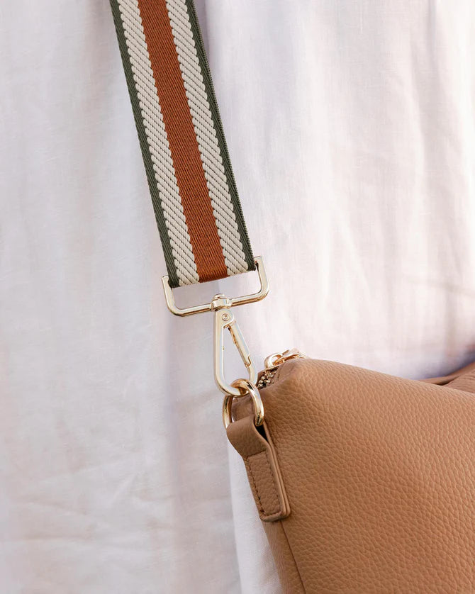 Stripe Webbing Guitar Strap Tan/Khaki