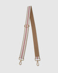 Stripe Webbing Bag Strap Camel/Pink