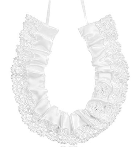 White Satin Horseshoe with Delicate Lace 632w