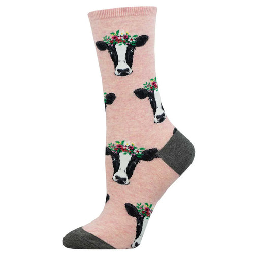W Wow Cow Pink Heather Sock