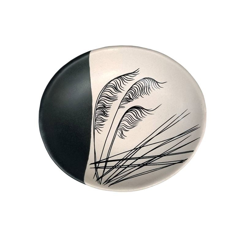 Coastal Toetoe Dipped Black/White 10cm Porcelain Bowl