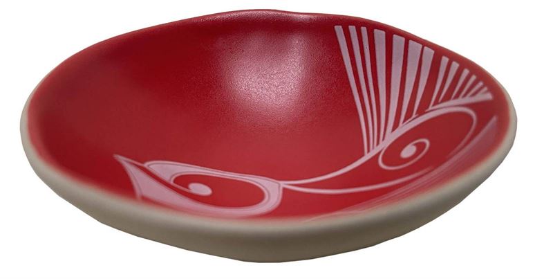 Gc Piwakawaka White on Red Porcelain 7cm Bowl