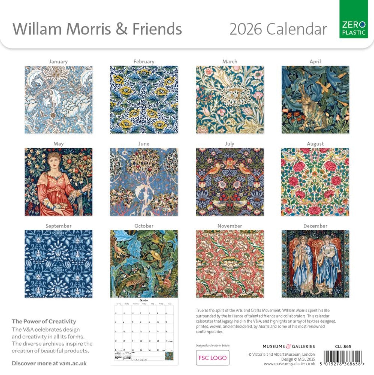 William Morris & Friends 2026 Wall Calender