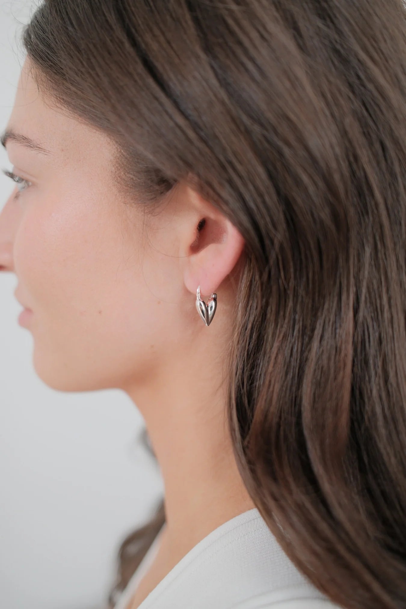 Jess Heart Silver Hoops