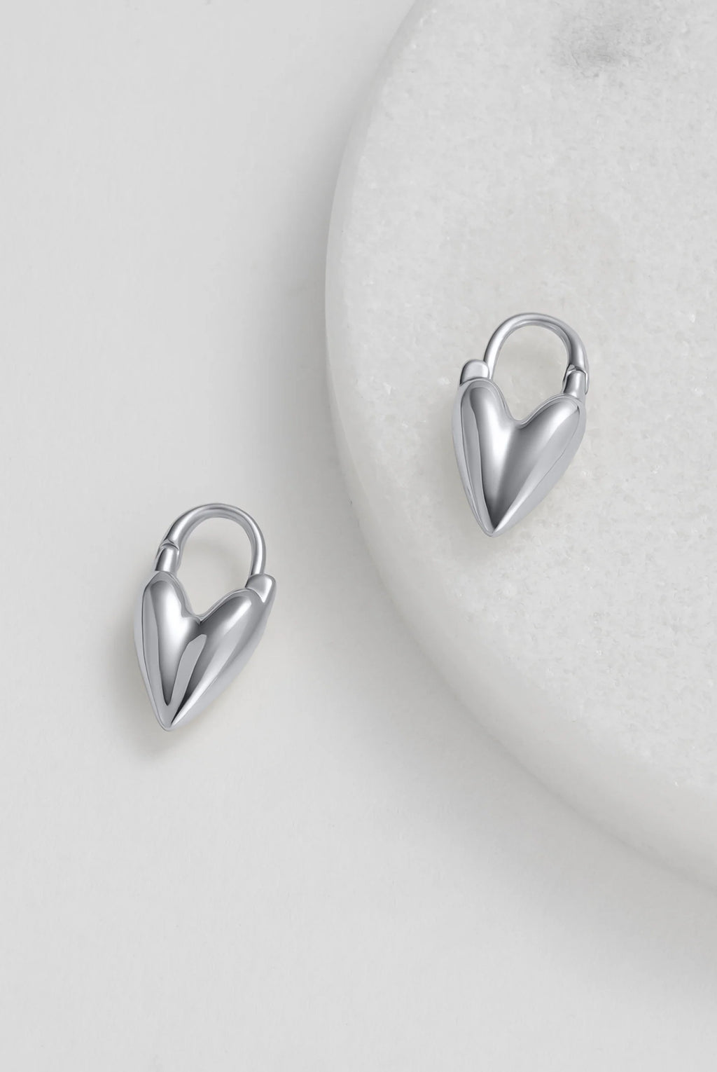 Jess Heart Silver Hoops