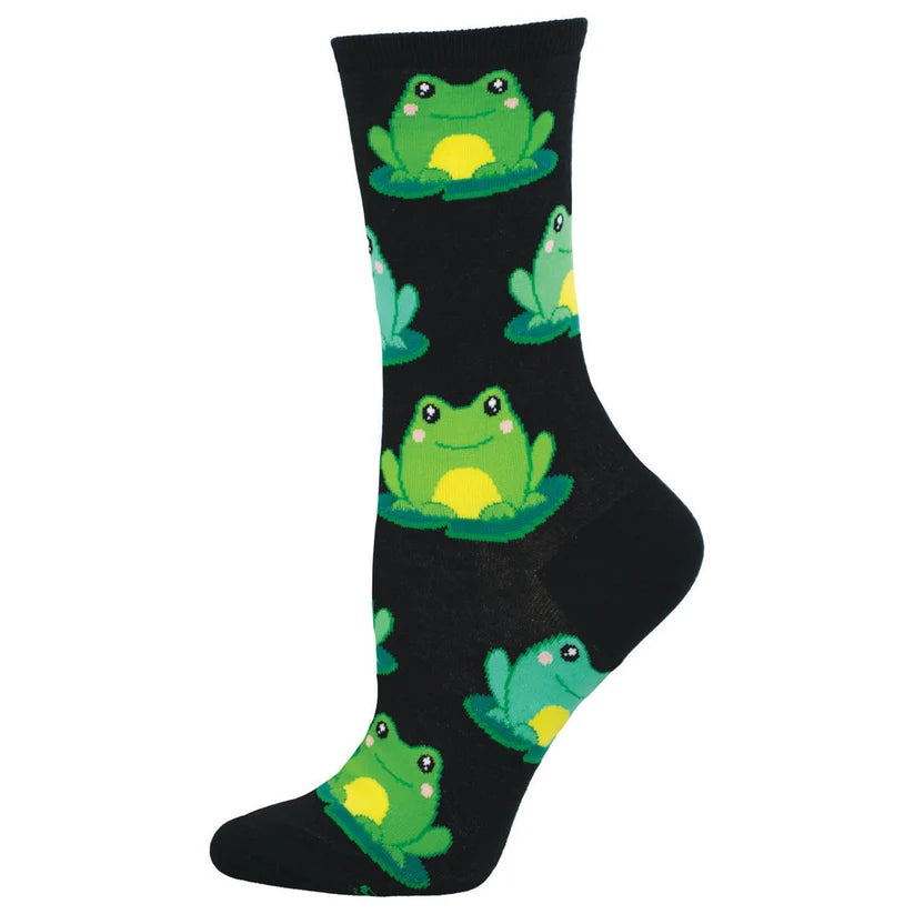 W Friendly Frogs Black Sock