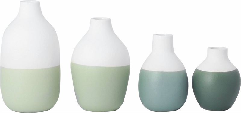Green Pastel Bottles Set of 4 Mini Vases
