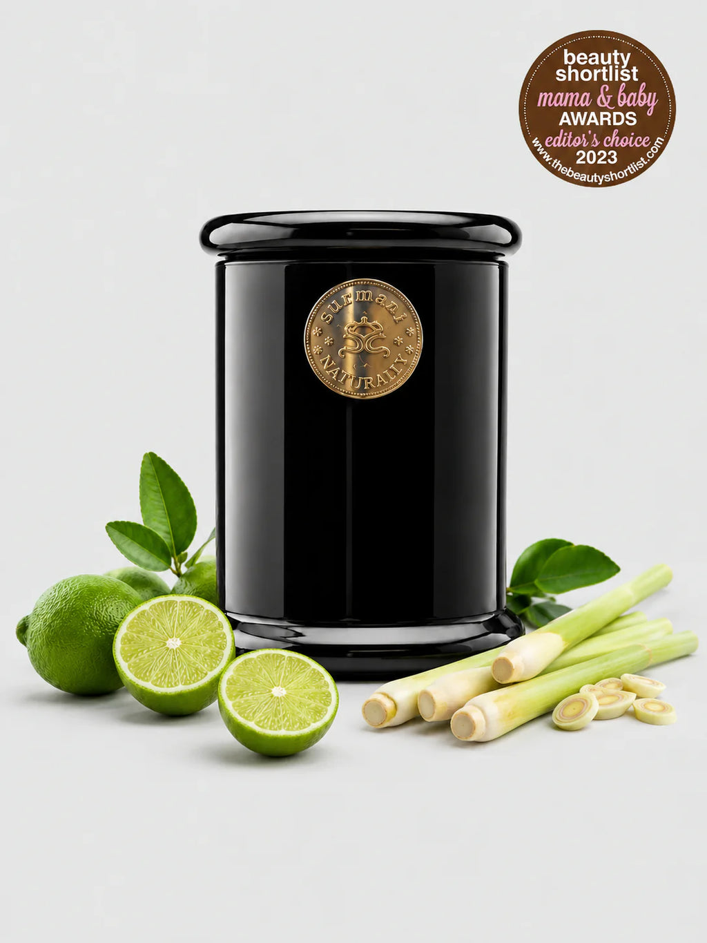 Persian Lime & Lemongrass Long Burning Organic Coconut Wax Candle - Odour Eliminator