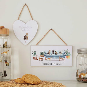 Curious Cats Purrfect Home Rectangle Plaque