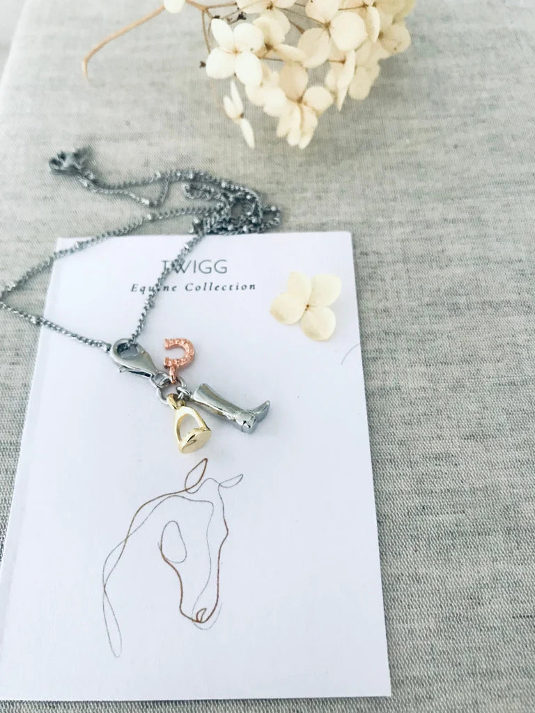 Equine Sterling Silver Charm Necklace Stainless Steel Satellite Charm