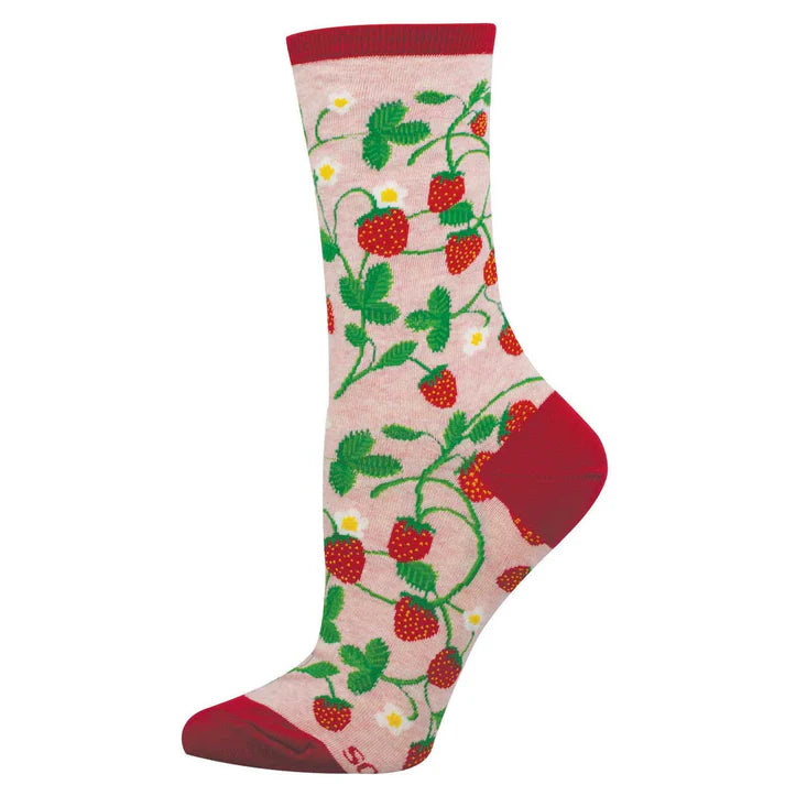 W Strawberry Vines Pink Heather Socks