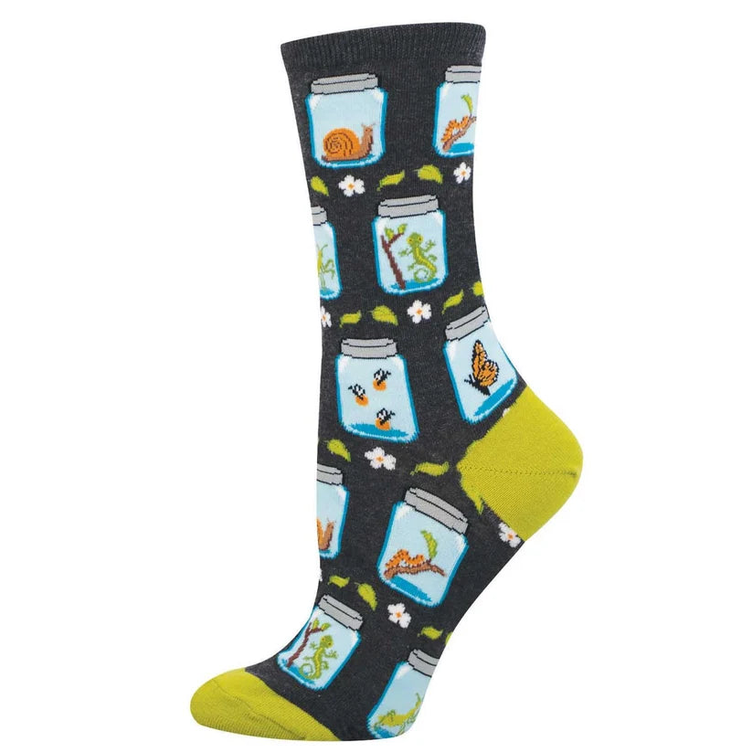 W Bugs in Jars Charcoal Heather Socks