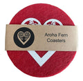 Aroha Fern on Red Set of 4 Eco Felt Coaster