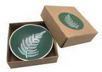 White Fern on Green Porcelain 7cm Bowl