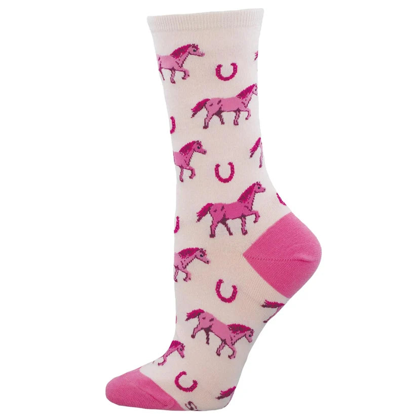 W Fuchsia Horse Society Pink Socks
