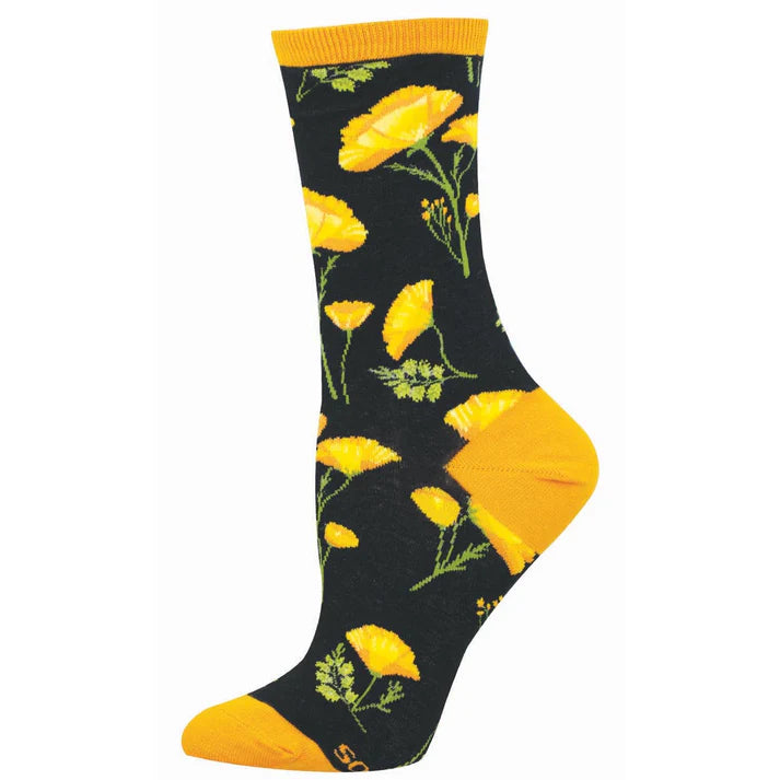W California Poppies Black Socks