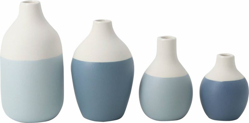 Blue Pastel Bottles Set of 4 Mini Vases