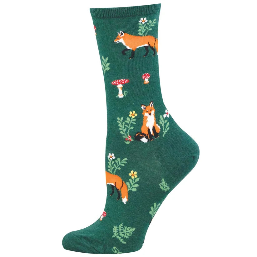 W Foxy Fellow Green Socks
