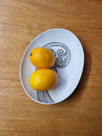 Ponga Frond 1 Black on Matt White 24cm Porcelain Bowl