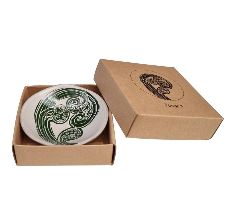 Ponga 2 Green & White 7cm Porcelain Bowl