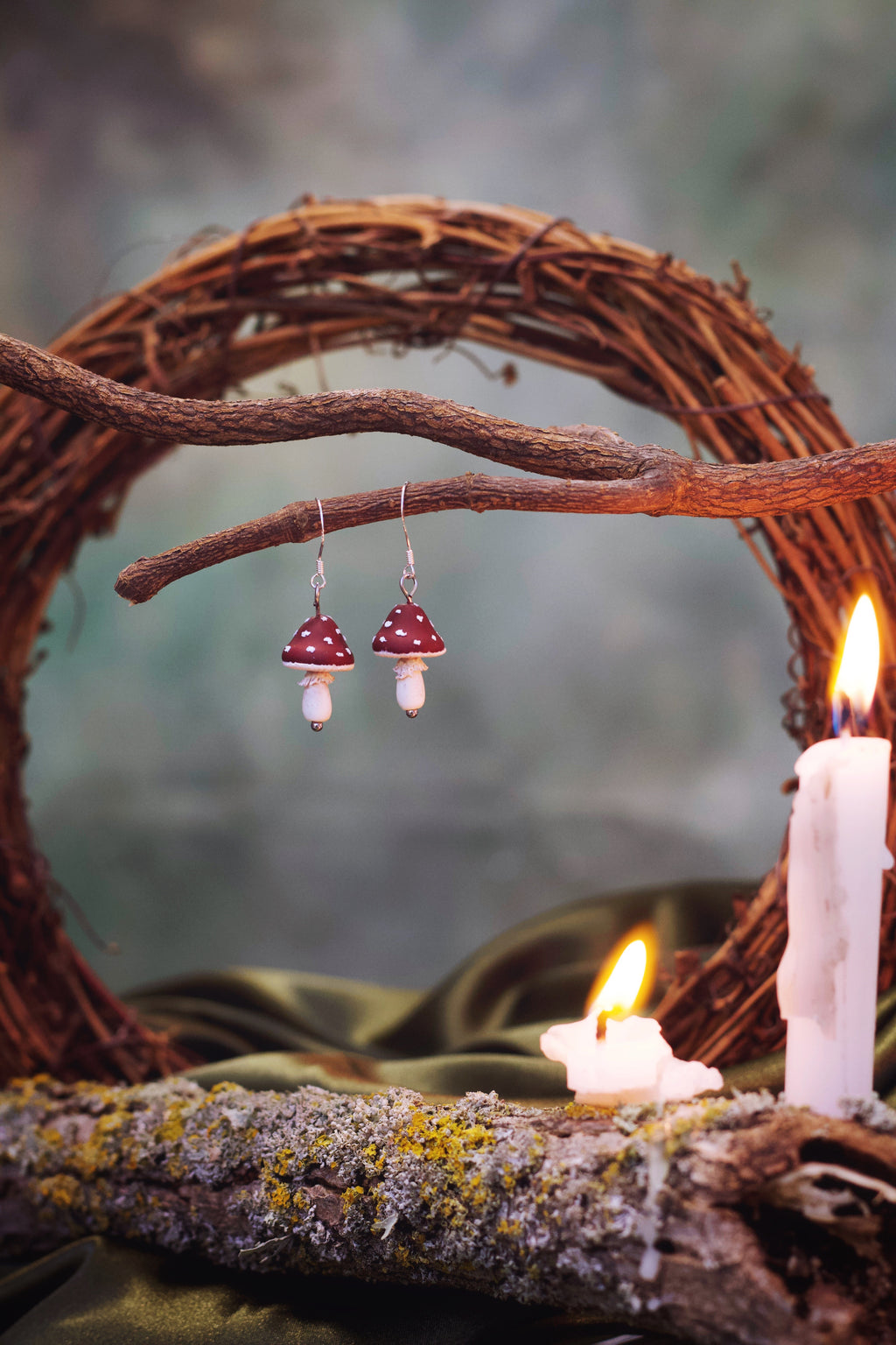 Scarlet Toadstool Handcrafted Earrings