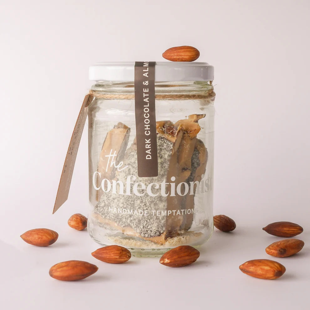 Dark Chocolate & Almond Toffee 85gm Jar