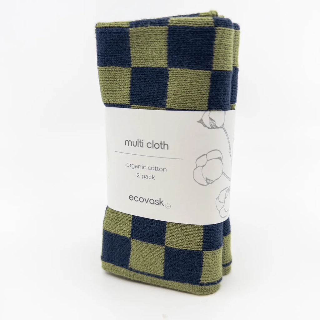 Multi Cloths 2pack Navy Pistachio Chequer