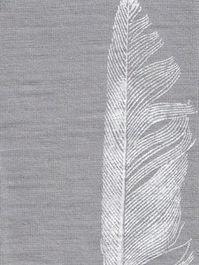 Reg Length Silver Feather Print White