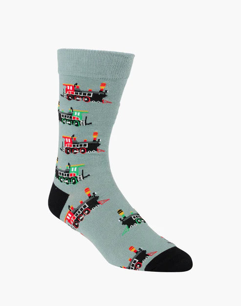 M Steam Train Khaki Bamboo Sock