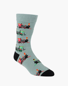 M Steam Train Khaki Bamboo Sock