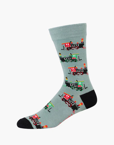 M Steam Train Khaki Bamboo Sock