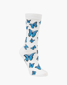 W Blue Butterflies Bamboo Sock