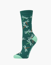 Load image into Gallery viewer, W Dragonfly Green Bamboo Sock