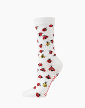 Load image into Gallery viewer, W Ladybug White Bamboo Sock