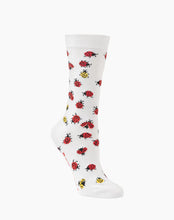 Load image into Gallery viewer, W Ladybug White Bamboo Sock