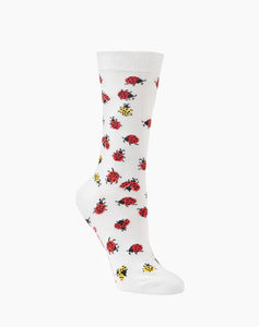 W Ladybug White Bamboo Sock